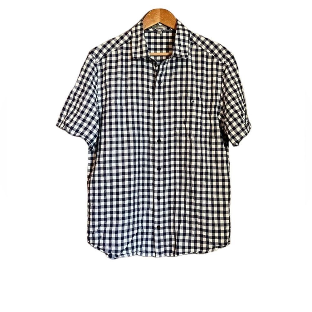 3 for $30! Horny toad white & navy checkered short sleeve button up‎